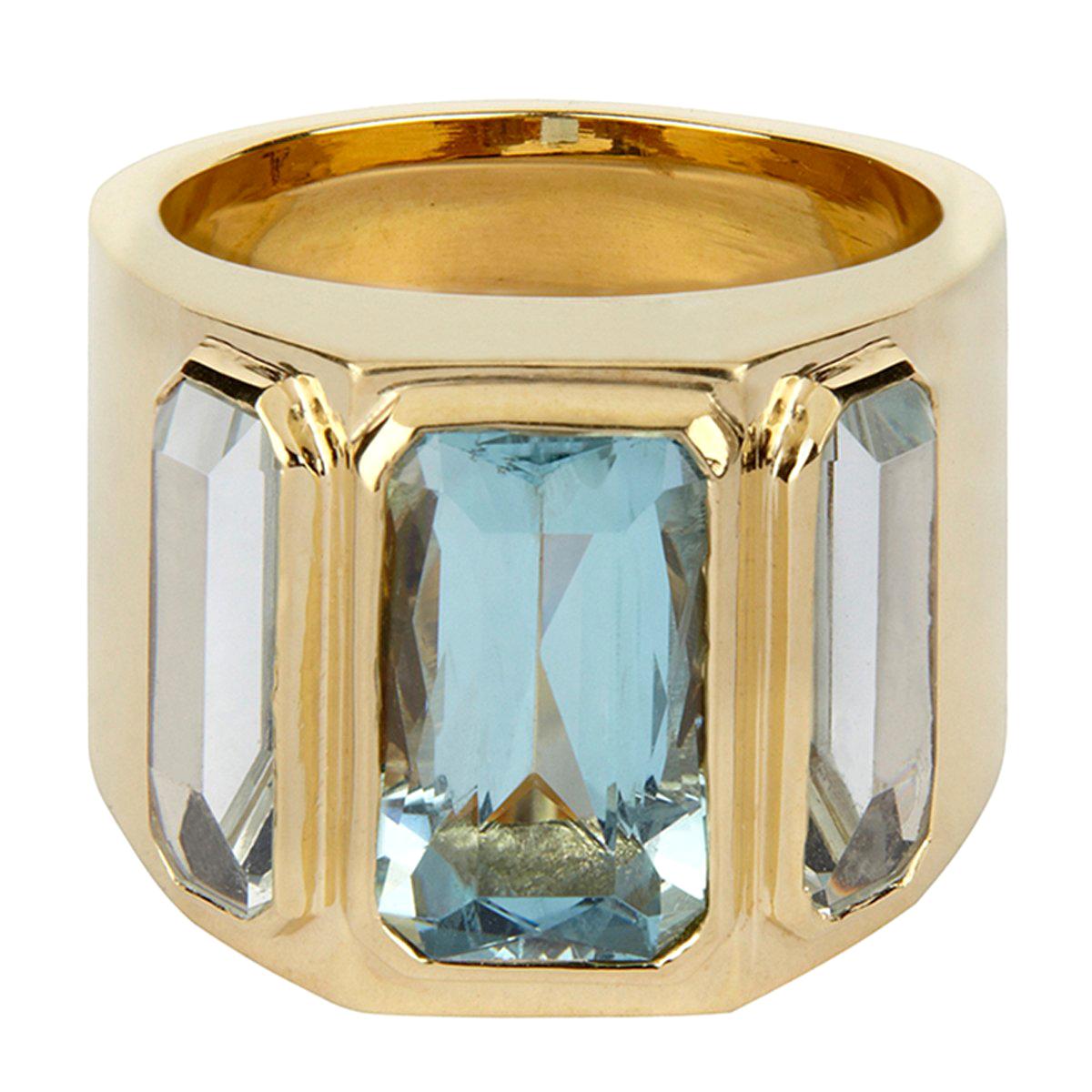 18ct Yellow Gold and Aquamarine Cocktail Ring For Sale