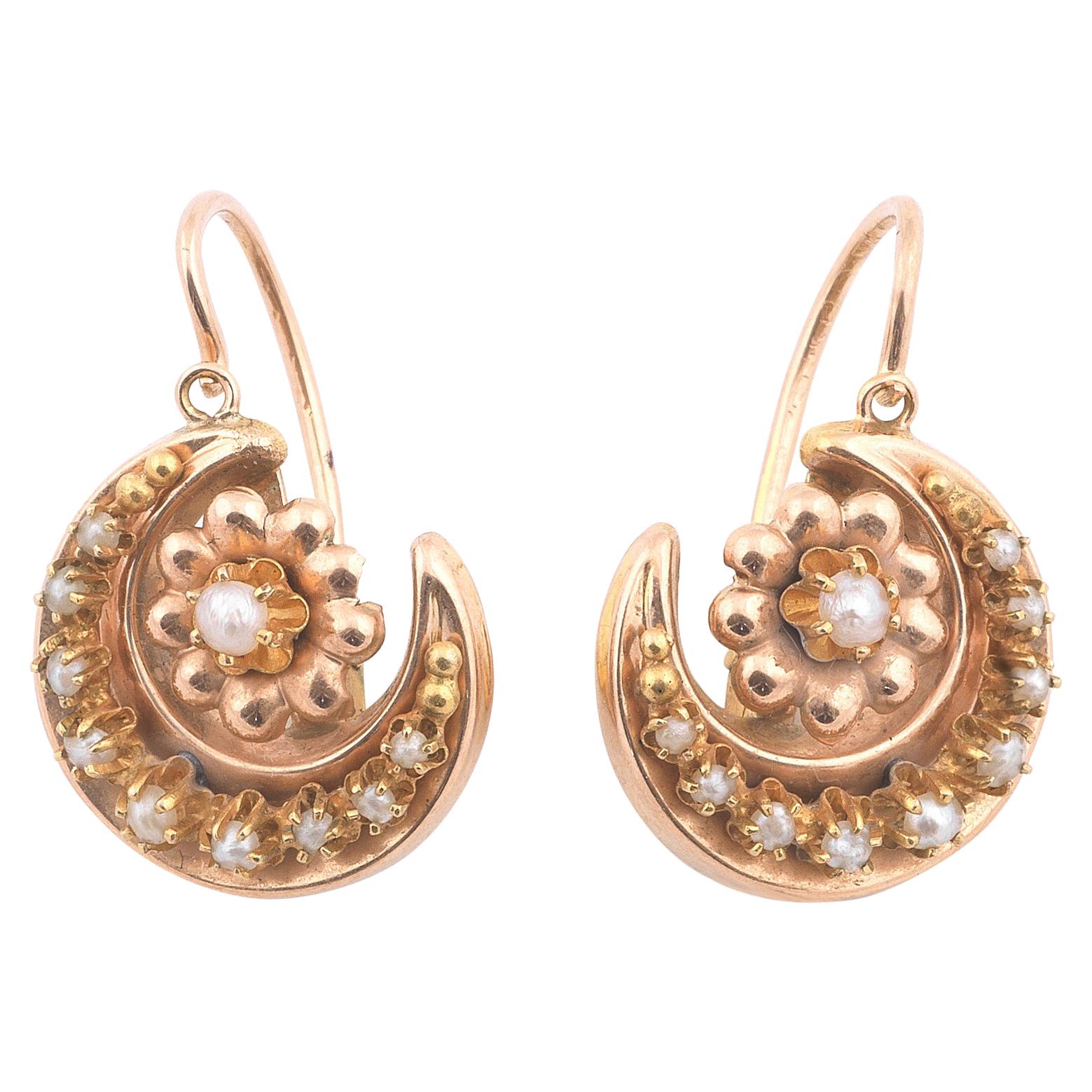 Antique Gold and Pearl Earrings