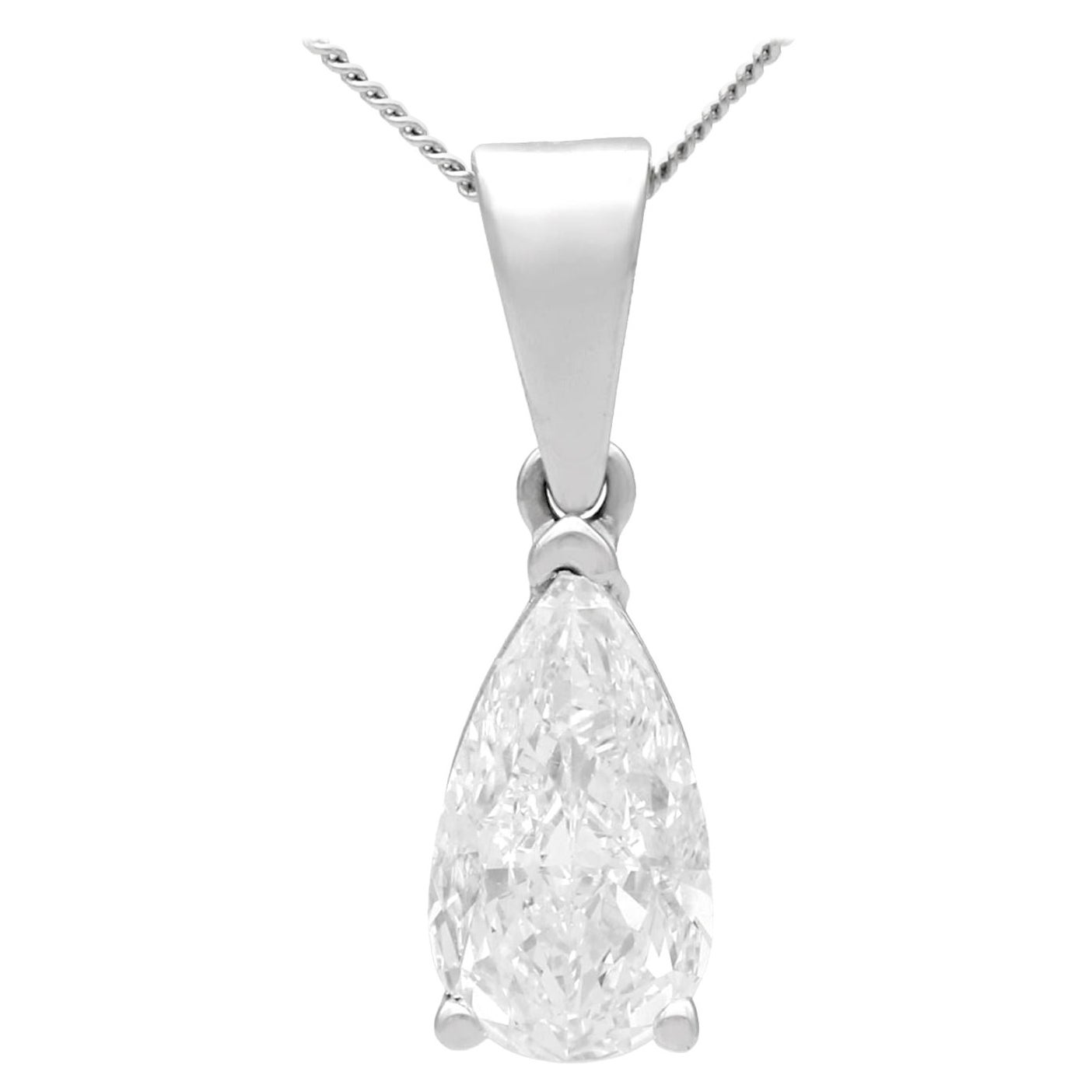 Contemporary French 1.02 Carat Diamond and White Gold Pendant
