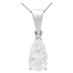 Contemporary French 1.02 Carat Diamond and White Gold Pendant