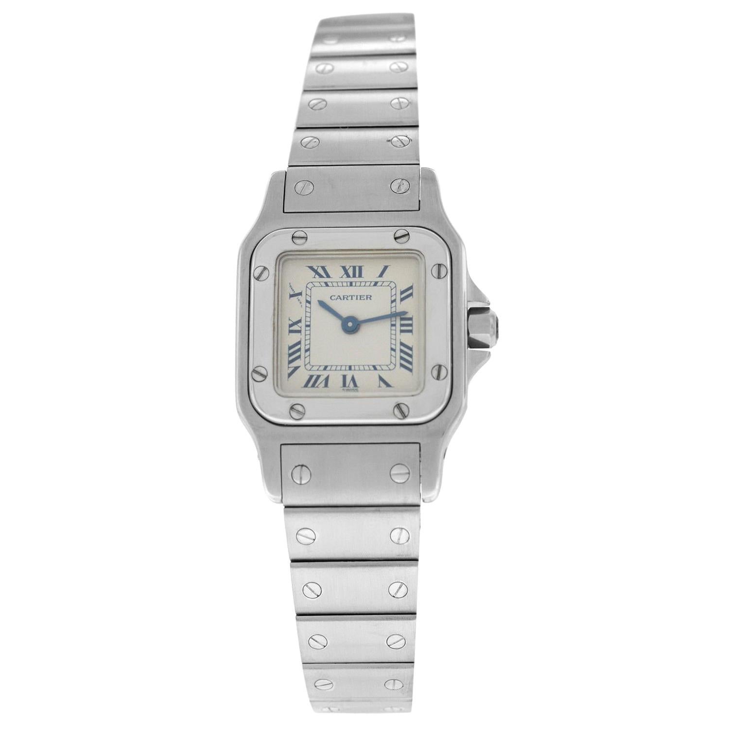 Unisex Cartier Santos Galbee 1565 Stainless Steel Quartz Watch For Sale