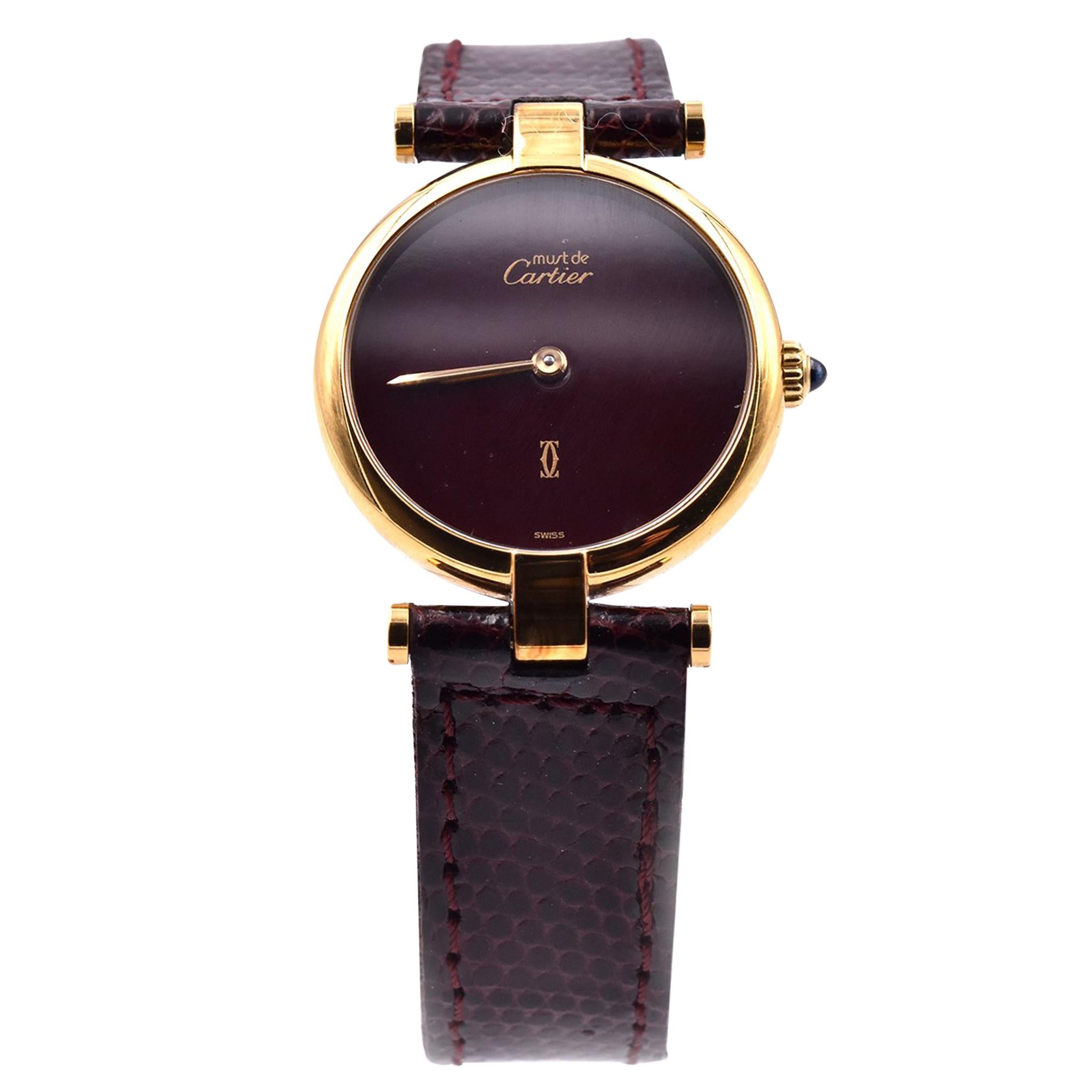 vintage must de cartier vermeil watch