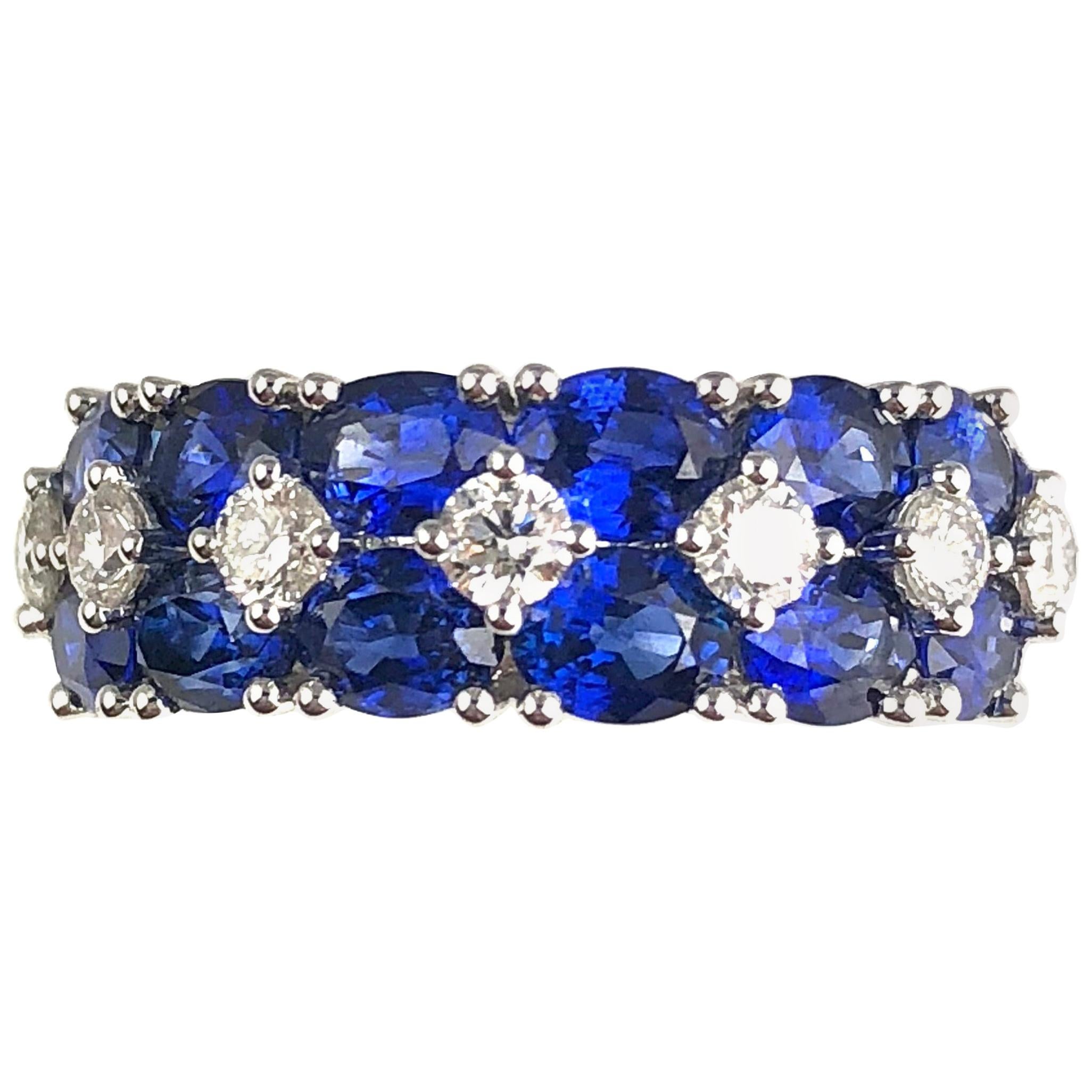 3.64 Carat Blue Sapphire and 0.52 Carat Diamond Fashion Ring in 18 Karat Gold