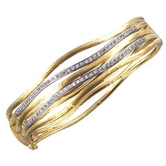 Marco Bicego Jaipur Diamond Five-Row Bangle Bracelet 18 Karat Yellow Gold