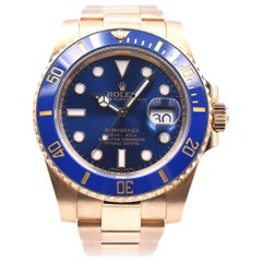 Rolex Submariner Blue Ceramic Submariner 18 Karat Yellow Gold Watch Ref 116618LB