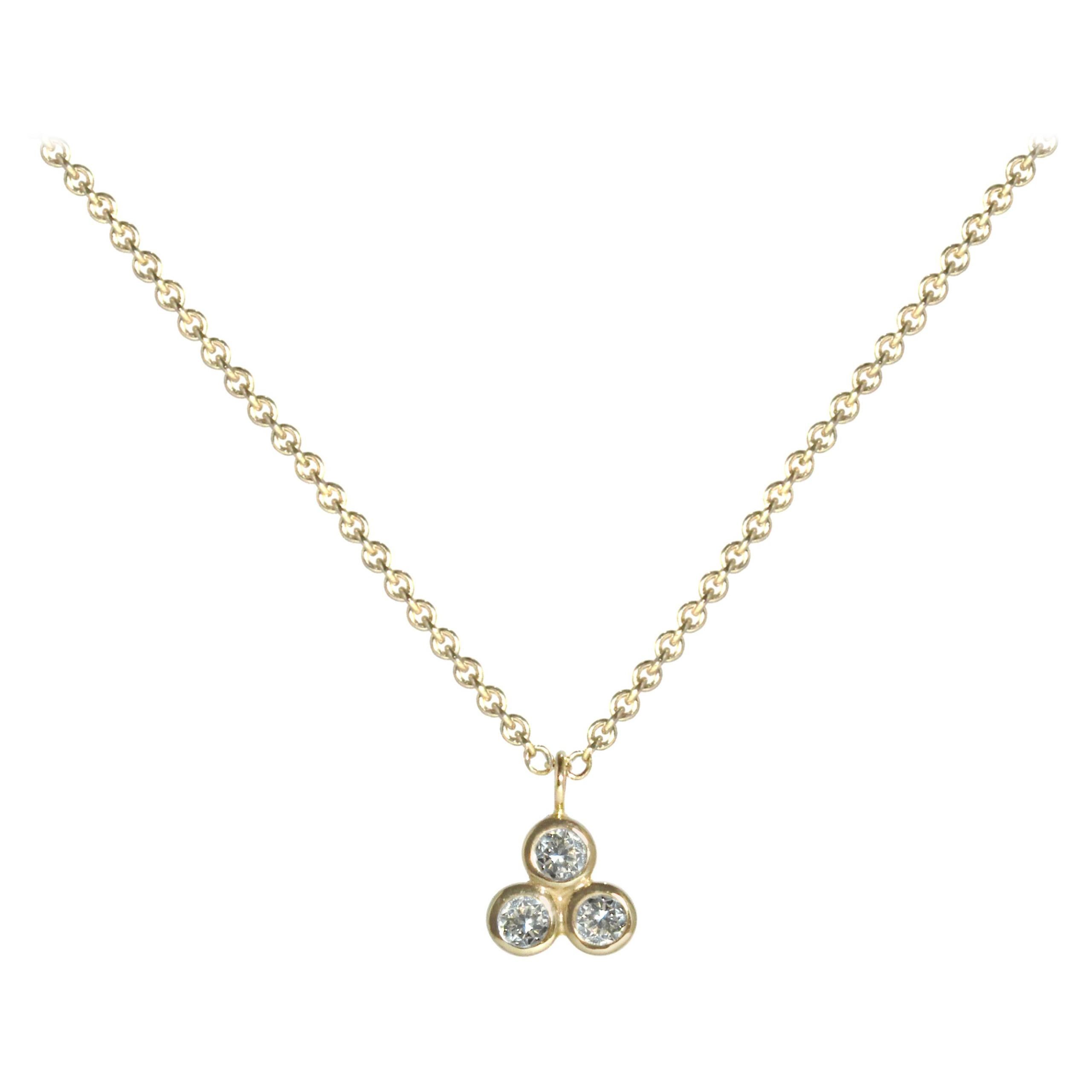 Emily Kuvin Gold Triple Diamond Necklace For Sale