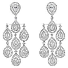 Roman Malakov 9.25 Carats Total Pear Shape Diamond Halo Chandelier Earrings