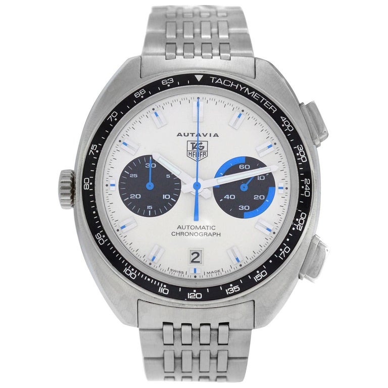 Men's TAG Heuer Autavia CY2110 Steel Chronograph Automatic Watch at 1stDibs
