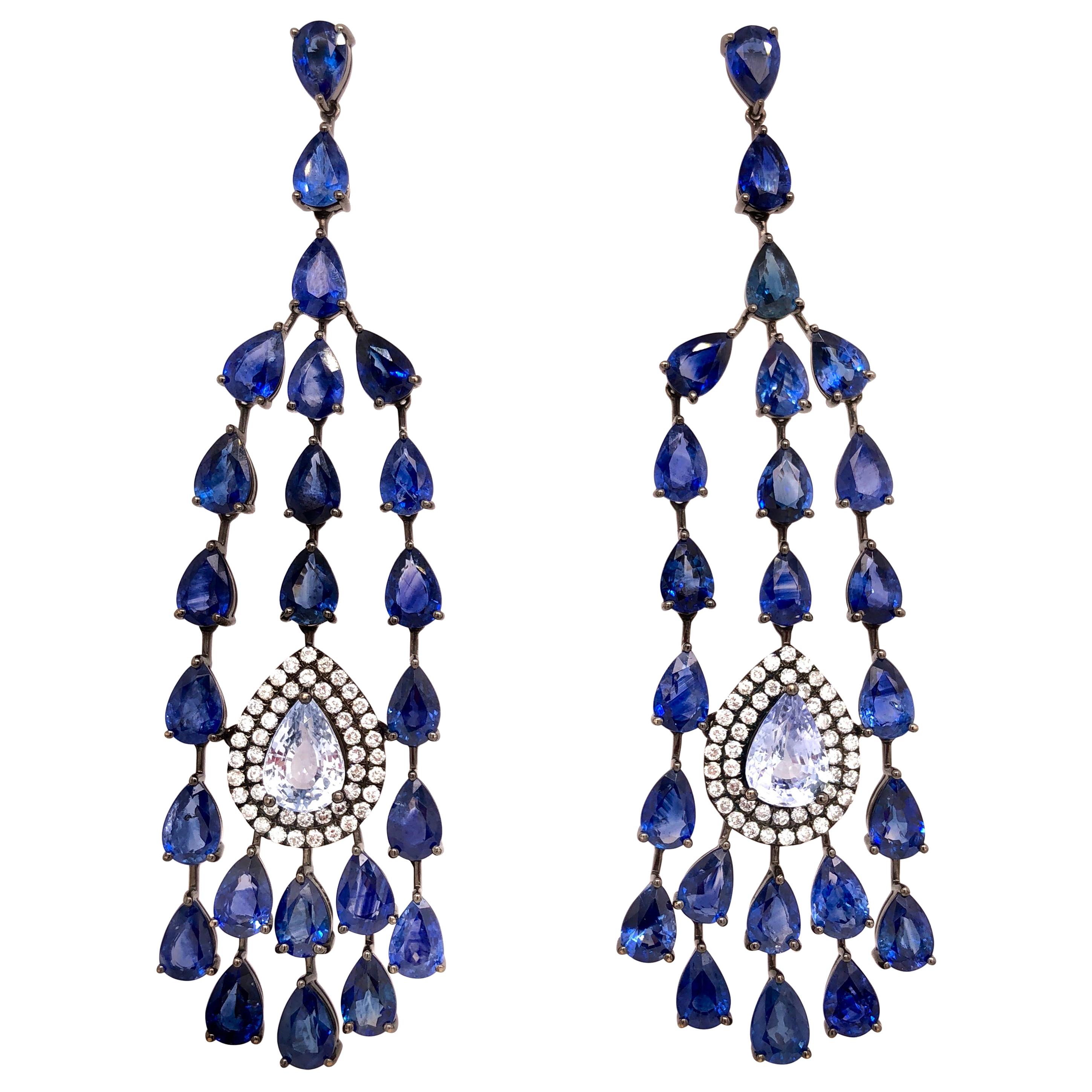 Ruchi New York Blue Sapphire Chandelier Earrings