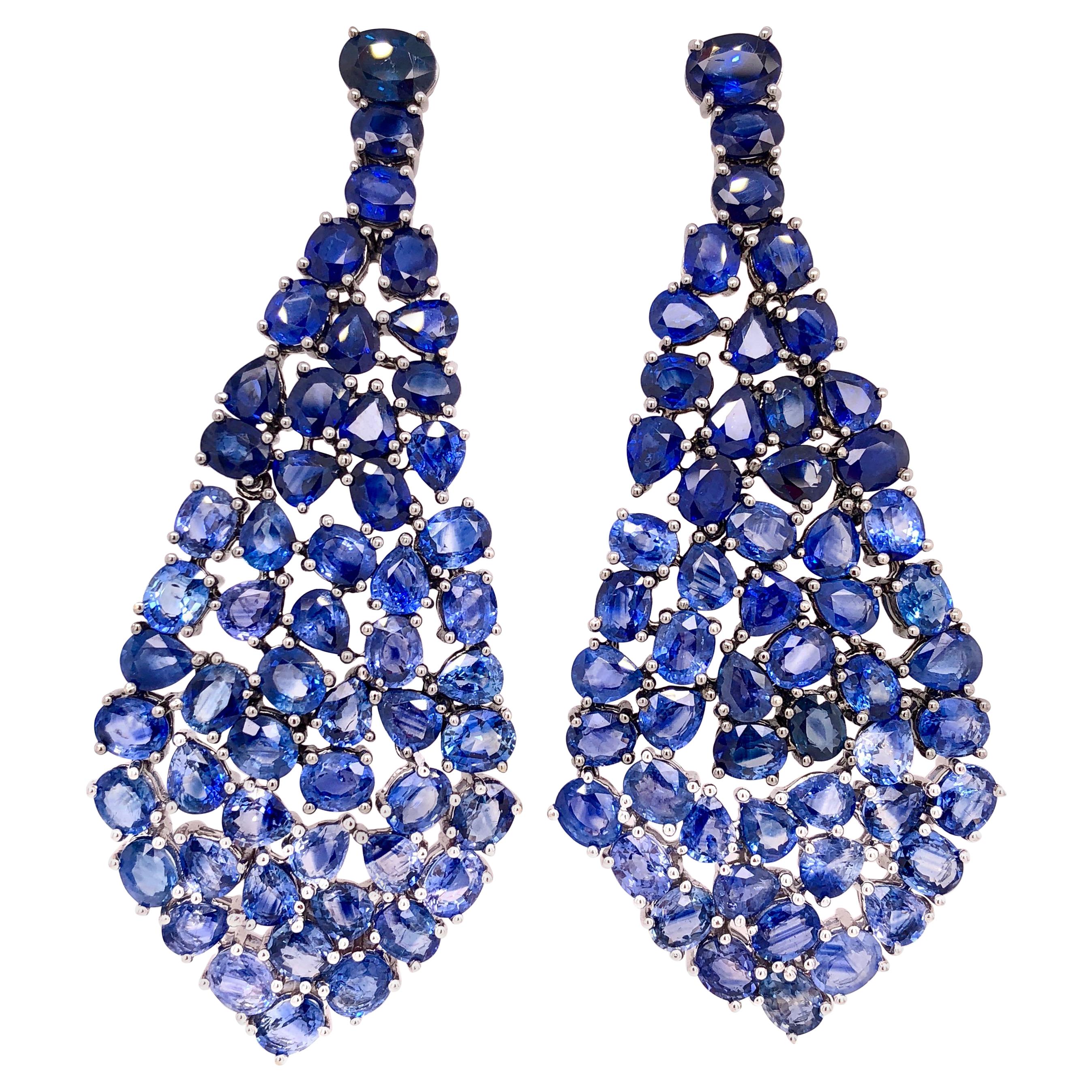 Ruchi New York Blue Sapphire Gradient Dangle Chandelier Earrings