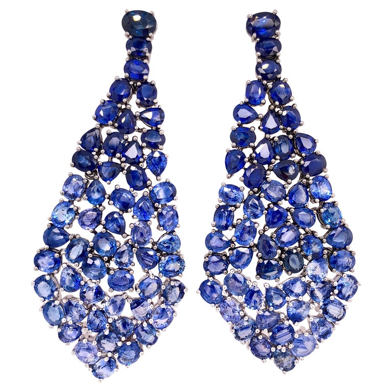 Ruchi New York Blue Sapphire Gradient Dangle Chandelier Earrings at ...
