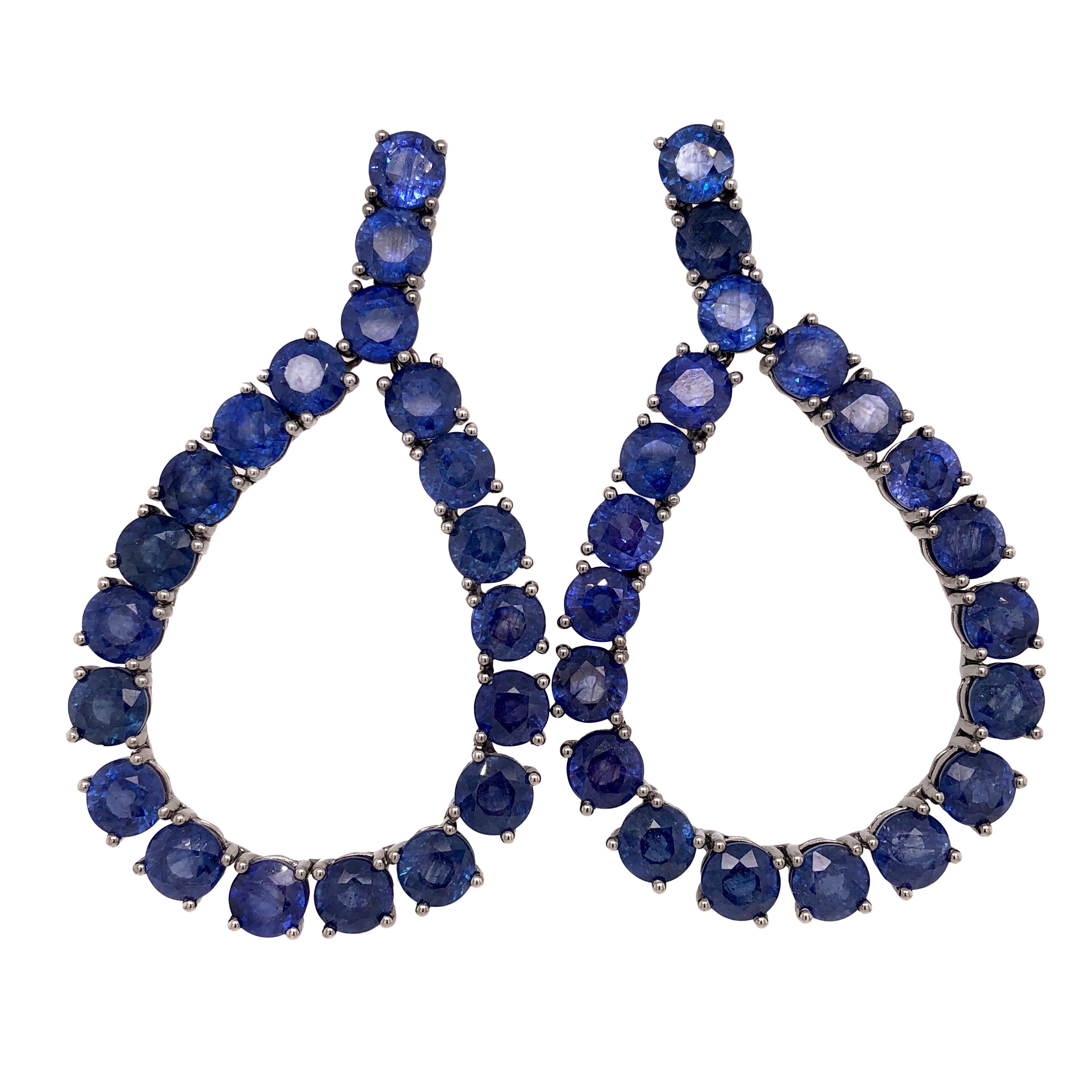 RUCHI Blue Sapphire Tinted Rhodium Chandelier Earrings For Sale