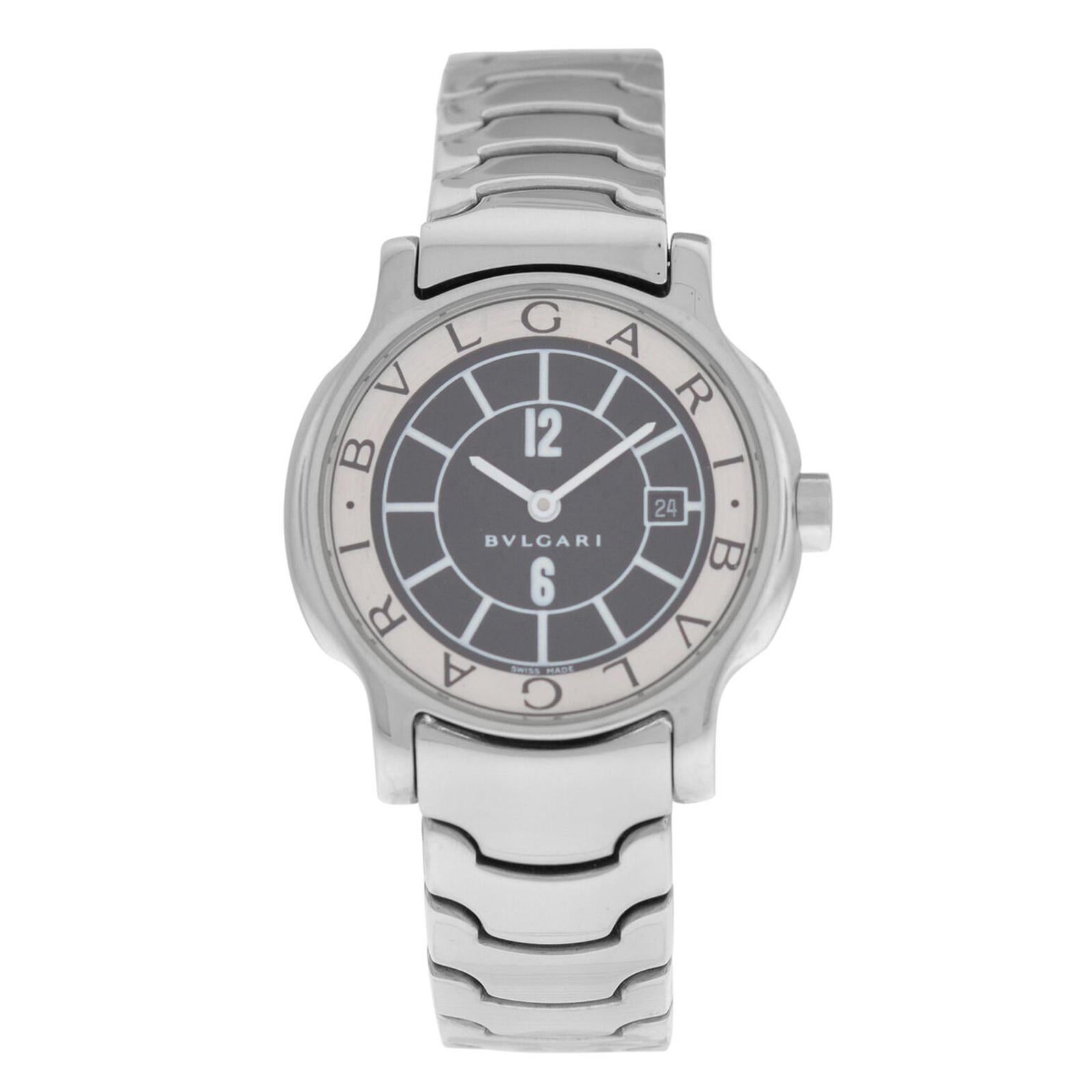Ladies Bvlgari Solotempo ST29S Stainless Steel Date Quartz Watch For Sale