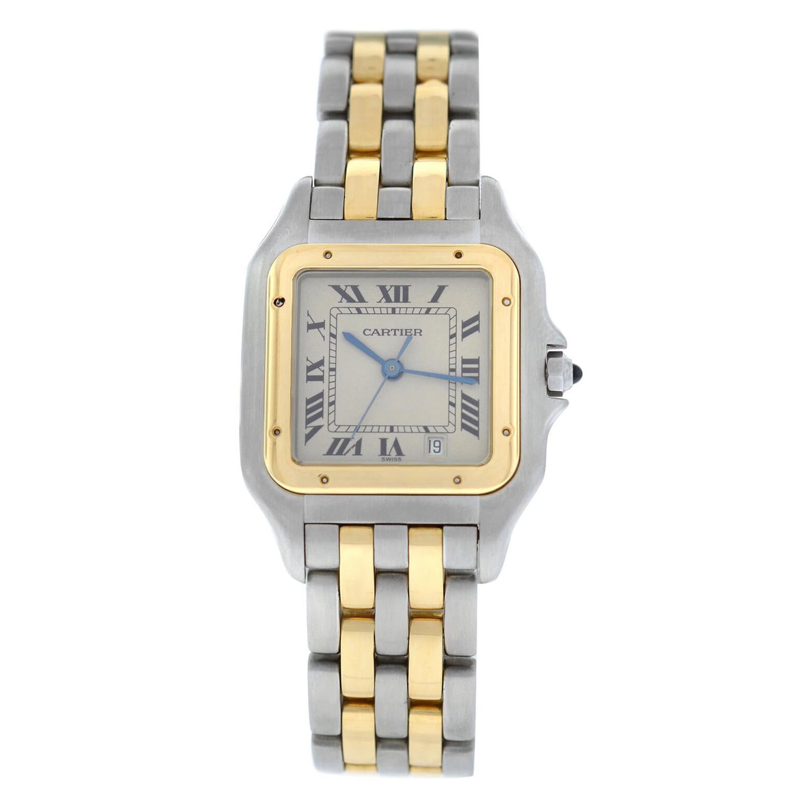 Ladies Cartier Panthere 187949 Quartz Steel 18 Karat Gold Two-Row Date Watch
