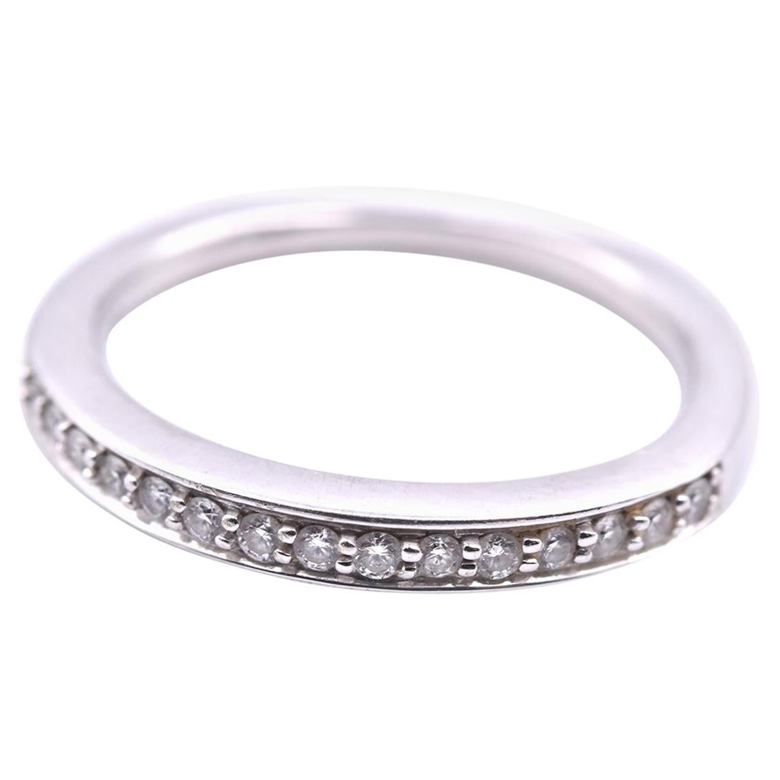 Bracelet en or blanc 18 carats avec diamants et tige européenne en vente