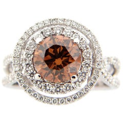 2.01 Carat Brown and White Diamond Cocktail Ring