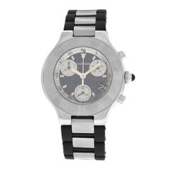 Mens Cartier 2424 Chronoscaph Steel Date Quartz Chronograph Watch