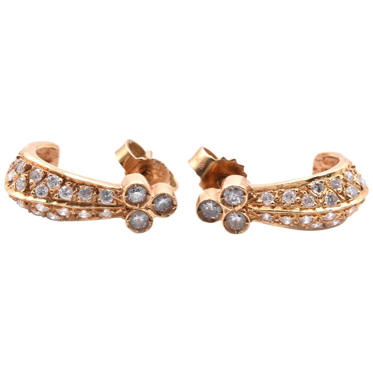 John Atencio Diamond Gold Curved Hook Earrings at 1stDibs john