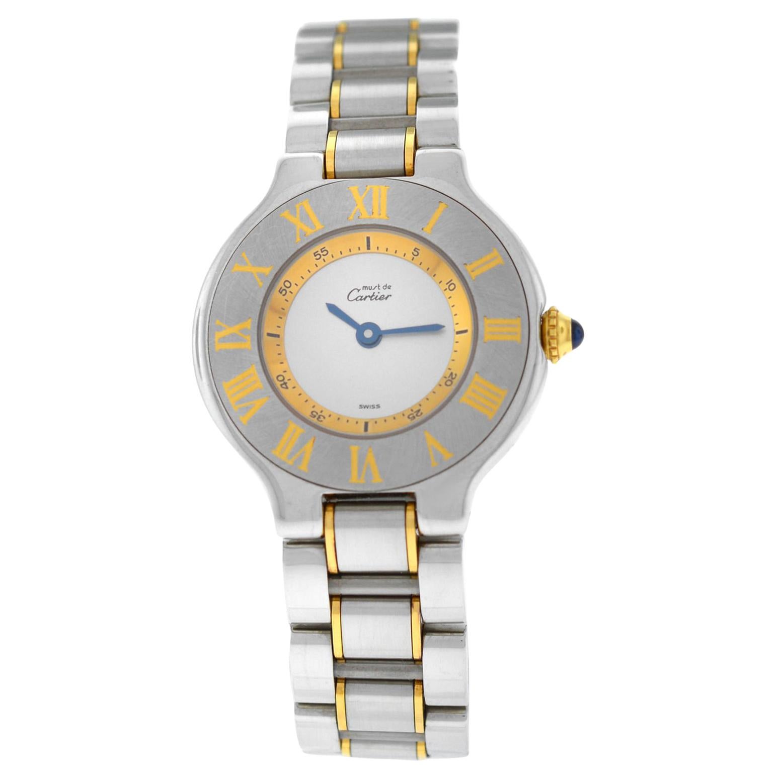 Ladies Cartier Must de Cartier 1340 Ref. W10073R6 Quartz Steel Gold Watch For Sale