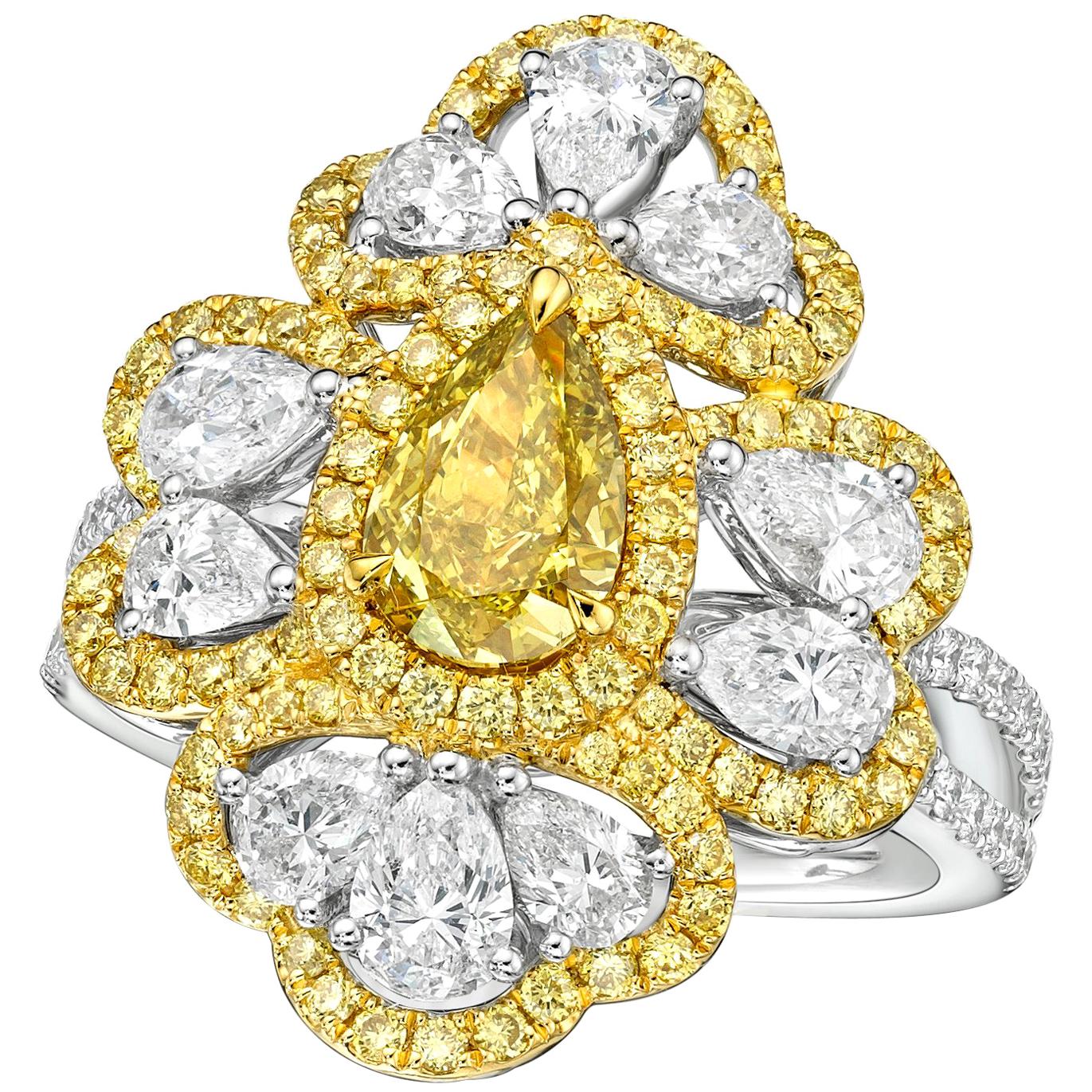 GIA Certified 1.03 Carat Fancy Deep Brownish Greenish Yellow Diamond Ring For Sale