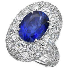 GRS Certified 6.24 Carat Ceylon Blue Sapphire Ring 'Heated'