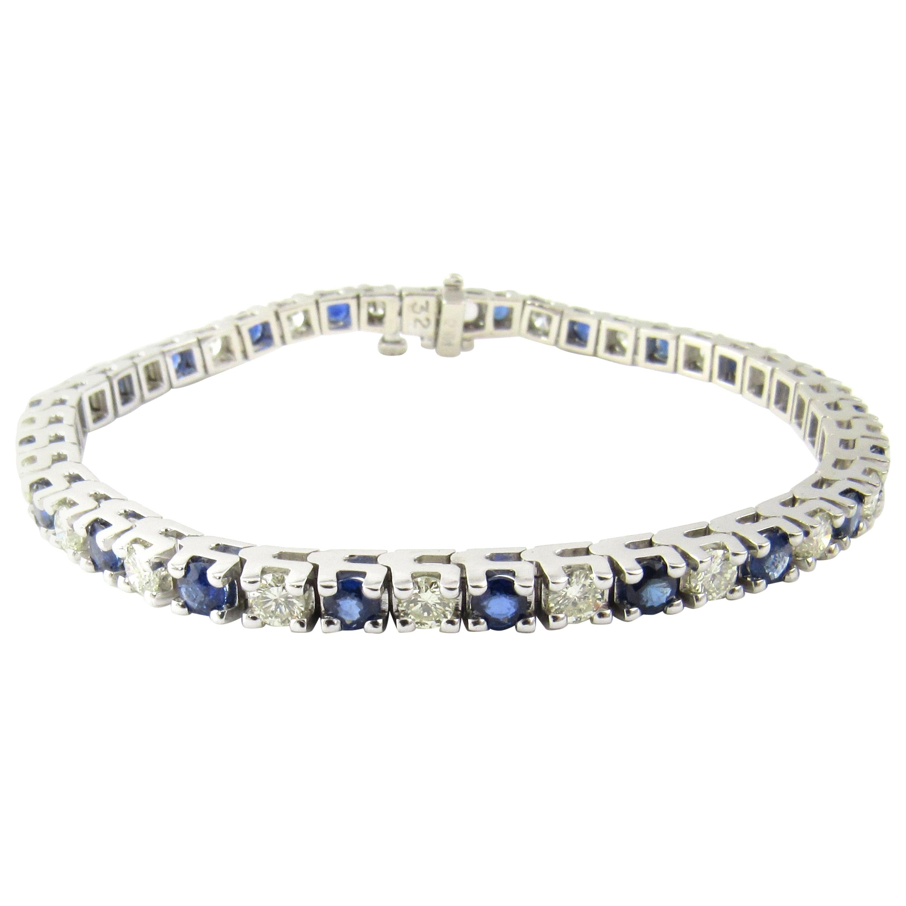 14 Karat White Gold Sapphire and Diamond Bracelet