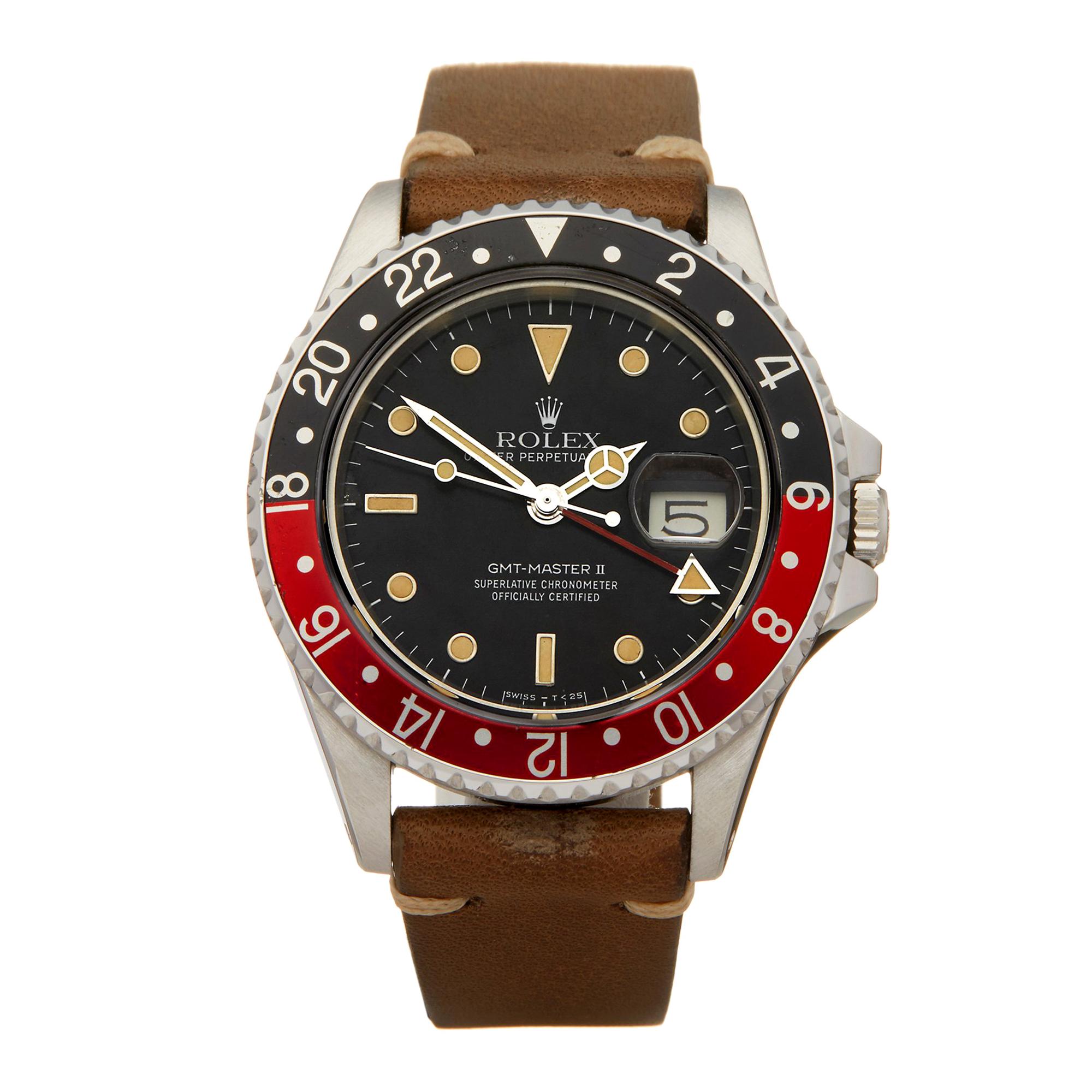 Rolex GMT Master II MKII Fat Lady Coke Stainless Steel 16760 Wristwatch