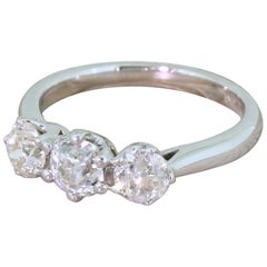 1.44 Carat Old Cut Diamond Trilogy Ring