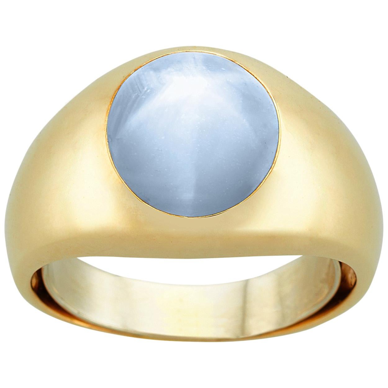 Men's 14 Karat Yellow Gold Star Sapphire Dome Ring