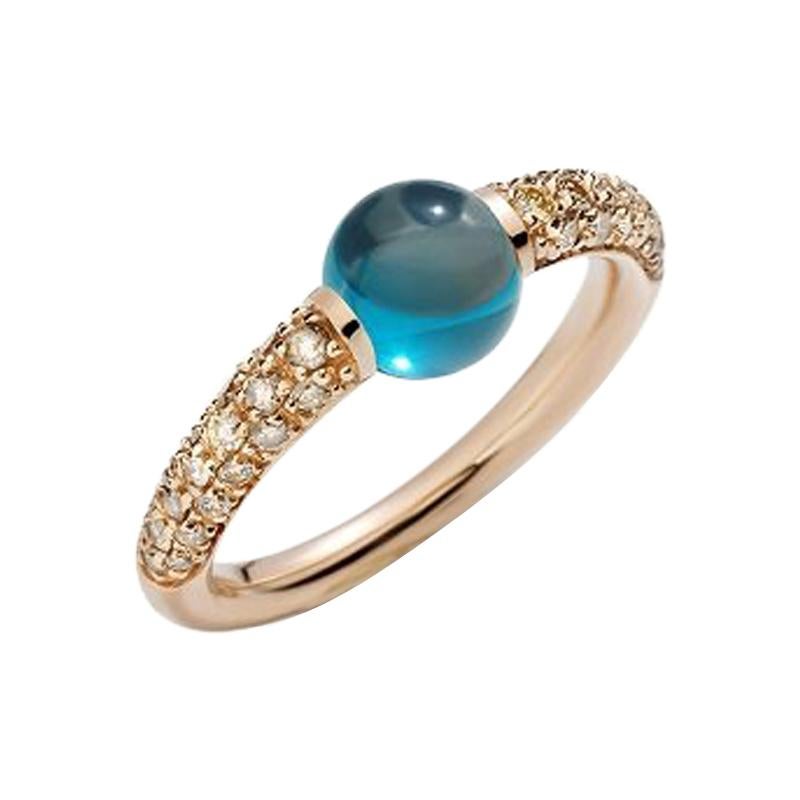 Pomellato Mama Non Mama Ring in Rose Gold with Blue London Topaz A.B213TBRO7OY For Sale