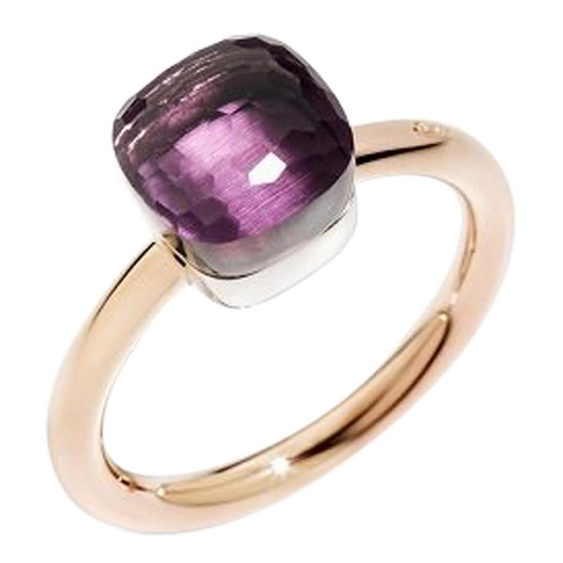 Pomellato Nudo Petit Ring in White and Rose Gold with Amethyst A.B403-O6-OI For Sale