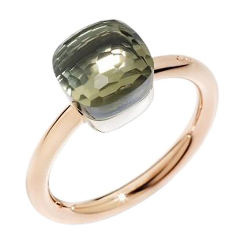 Pomellato Nudo Petit Ring in White and Rose Gold with Prasiolite A.B403-O6-PA