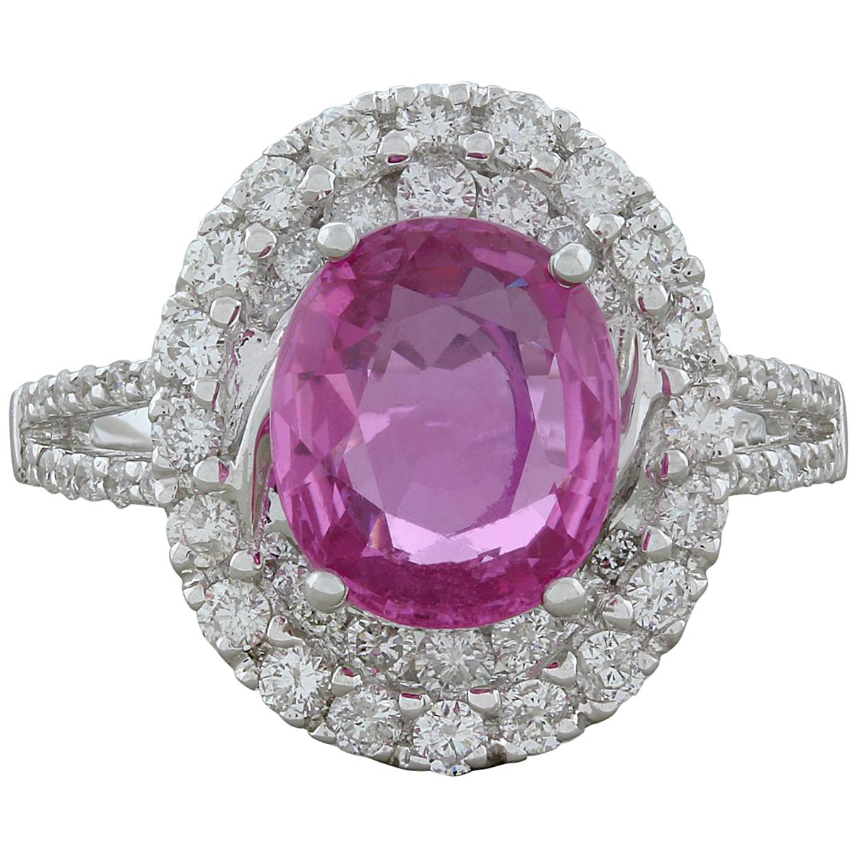 Pink Sapphire Diamond Gold Ring