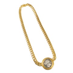 Bulgari Heavy Gold and Ancient Greek Coin Necklace
