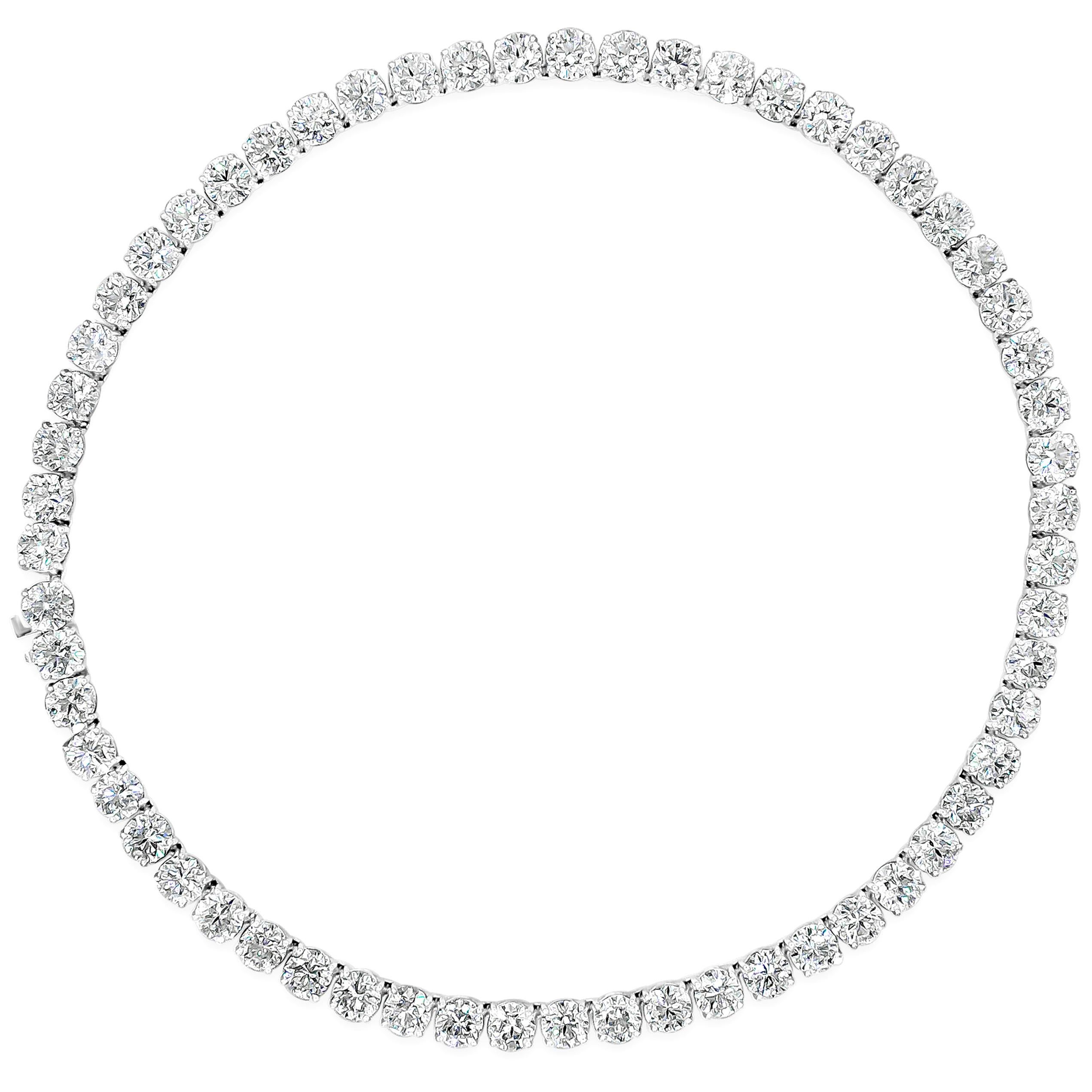 Roman Malakov, All GIA Certified 60.61 Carat Round Diamond Tennis Necklace For Sale