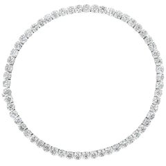Roman Malakov GIA Certified 60.61 Carat Round Diamond Tennis Necklace