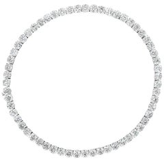 Vintage Roman Malakov, All GIA Certified 60.61 Carat Round Diamond Tennis Necklace