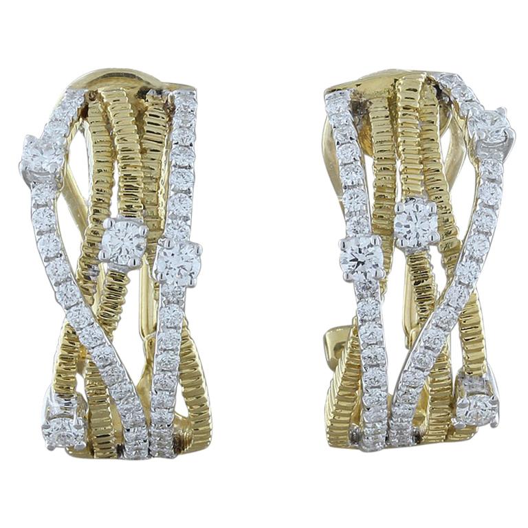 Diamond Two-Tone Gold Earrings