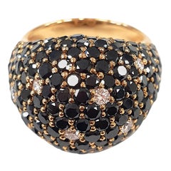 Black Diamond Constellation Dome Cocktail Ring in Rose Gold