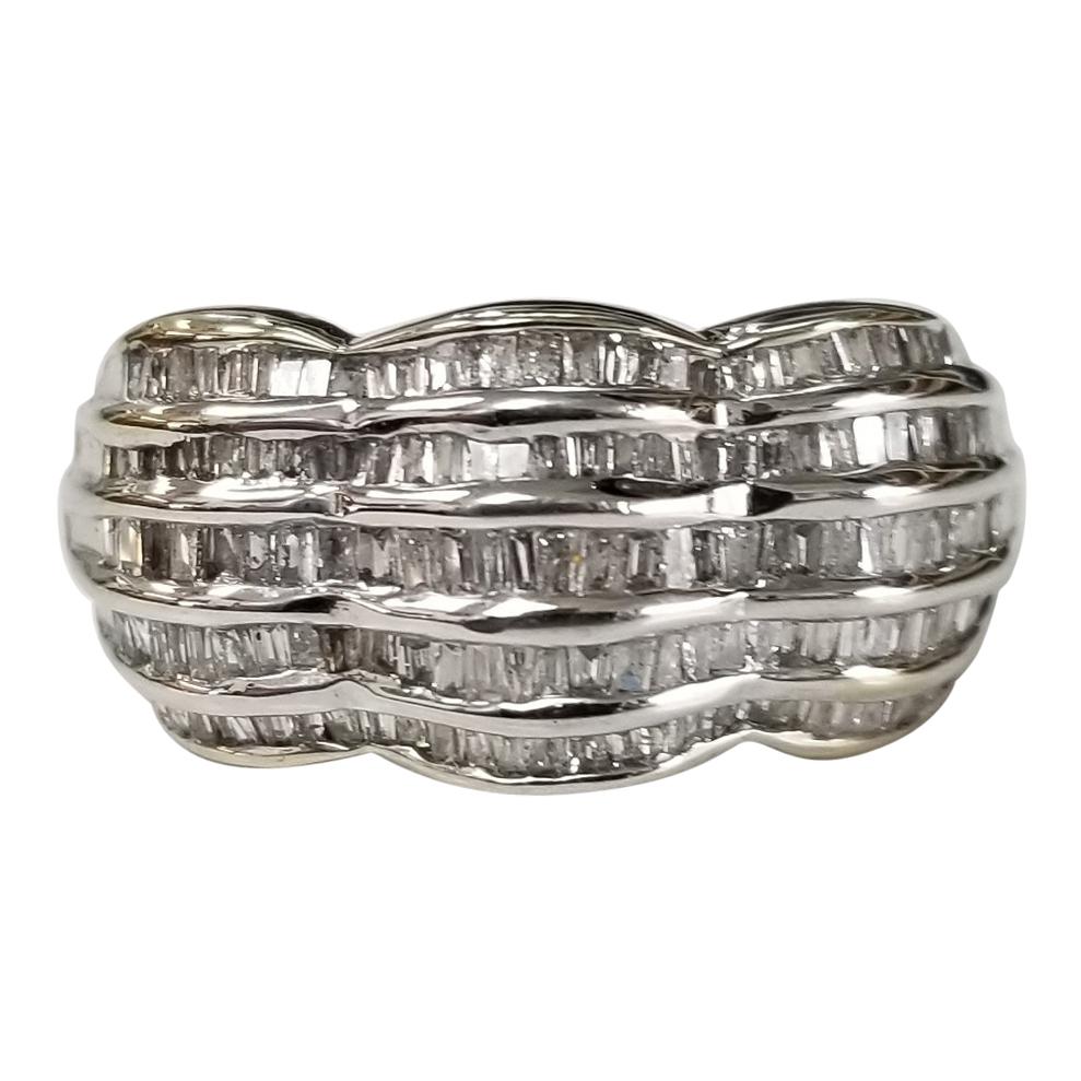 14 Karat Yellow Gold 4-Row Baguette Cut Channel Ring at 1stDibs ...
