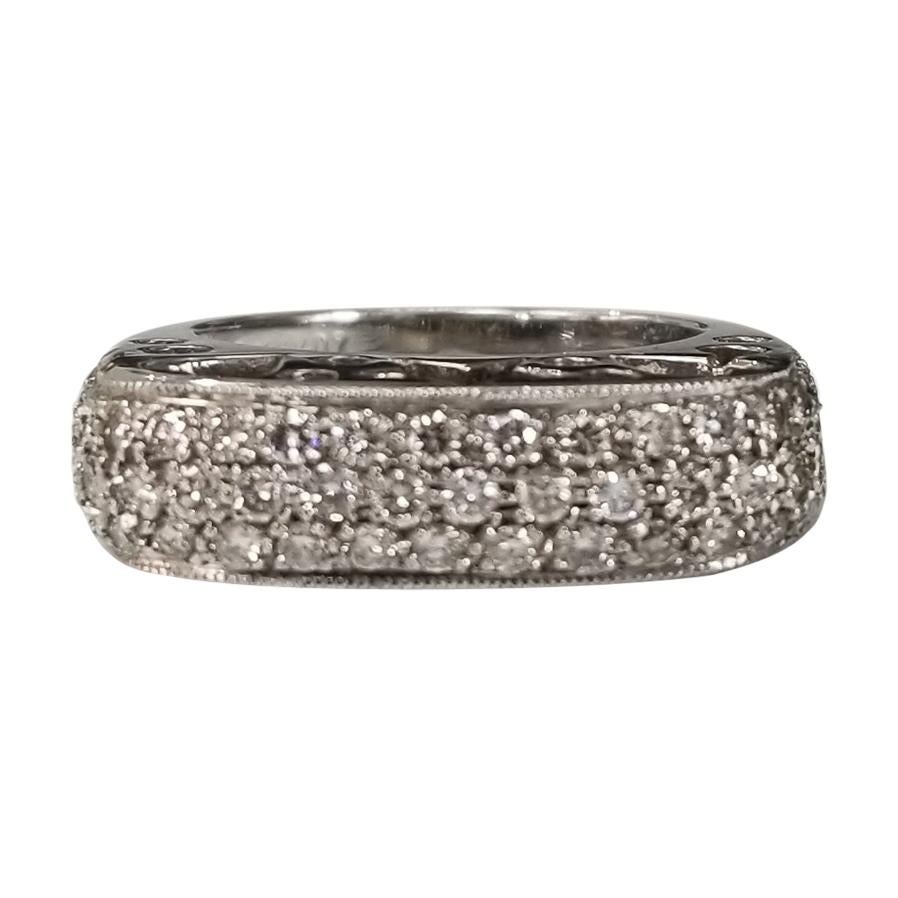 14 Karat White Gold Diamond "Raised-Domed" Ring For Sale