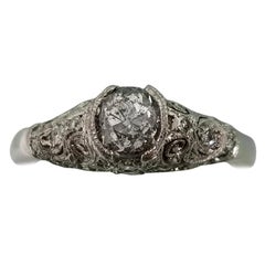 14 Karat Weißgold Diamant Hochzeit Vintage aussehender Ring