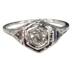 Anello nuziale in oro bianco 14 carati con diamante dall'aspetto vintage
