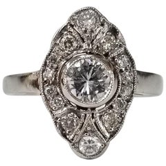 14 Karat White Gold Diamond Wedding Vintage Looking Ring