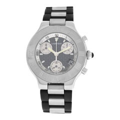 Men's Cartier 2424 Chronoscaph Steel Date Quartz Chronograph Watch