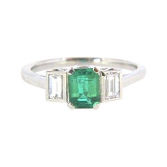 Colombian Minor Emerald Tappers Diamond Platinum Ring