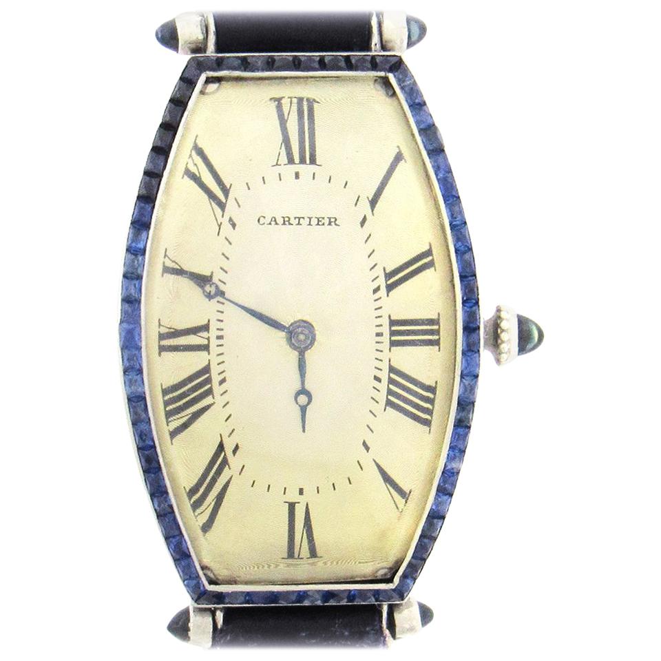 Art Deco Cartier Curved Tonneau Wristwatch