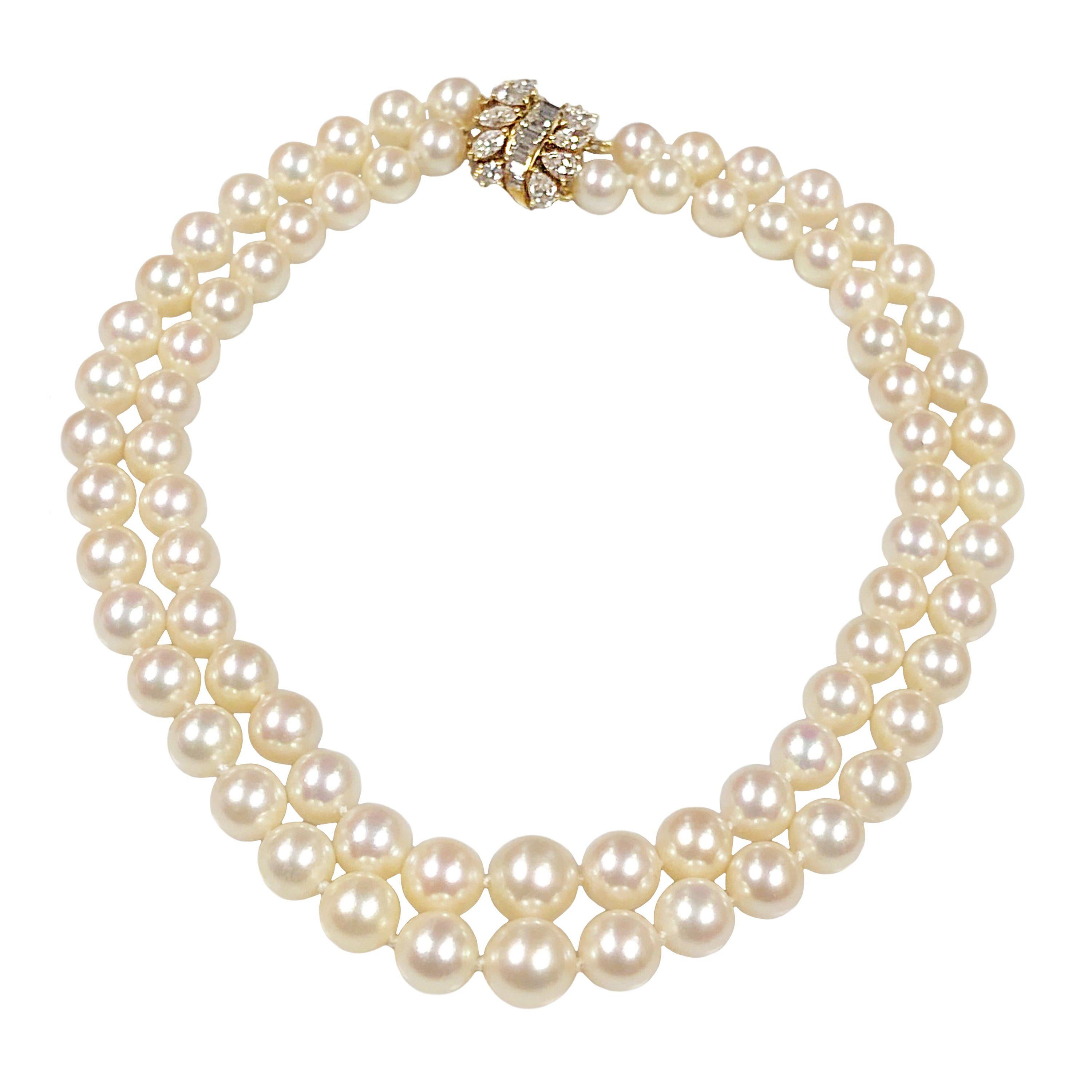 Cartier Diamond and Pearls Double Strand Necklace
