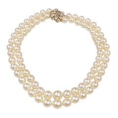 Cartier Diamond and Pearls Double Strand Necklace