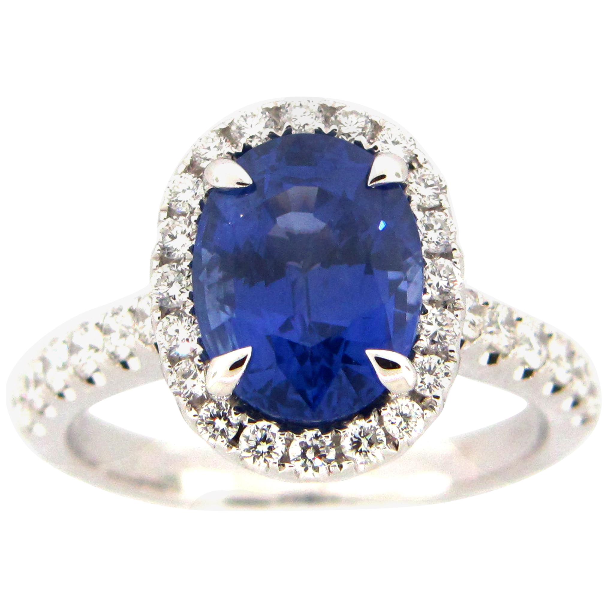 3.84 Carat Oval Sapphire and Diamond Cocktail Ring